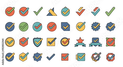 Collection of Checkmark Icons in Various Designs.