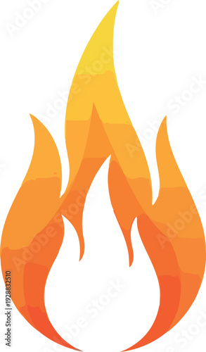 Vibrant abstract illustration of a stylized flame, symbolizing warmth, energy, and passion in a bold graphic design