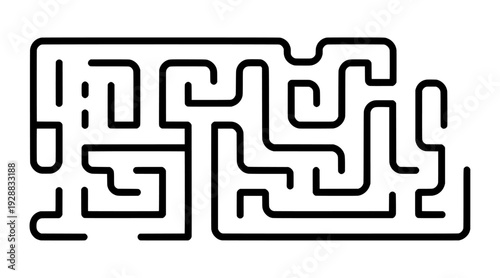 Black outline maze puzzle vector illustration isolated on Transparent Background