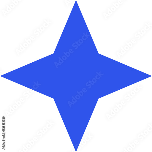 A simple blue four-pointed star graphic on a white background.