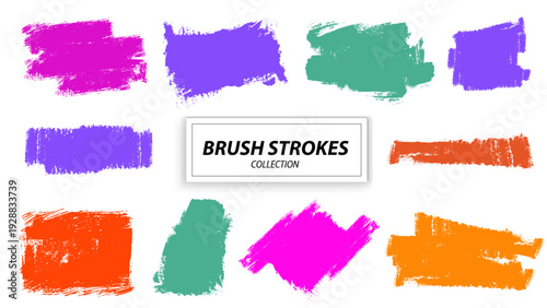 Colorful grunge brush strokes collection for text background
