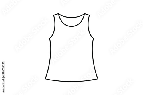 A tank top vector illustration with floral design and black outline