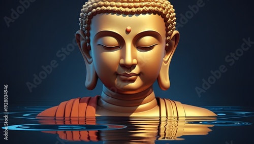 portrait of lord buddha in water