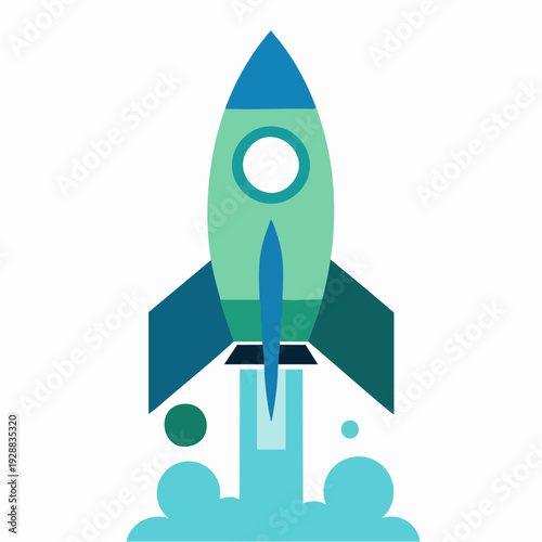 Rocket Launch Scene With Bright Flame.