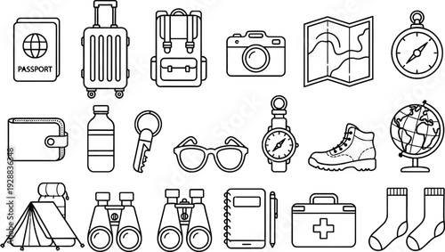 Set of 20 travel icons vector