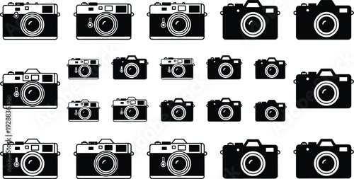 Set of 20 camera icons vector