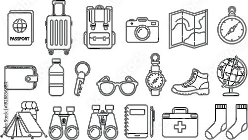 Set of 20 travel icons vector
