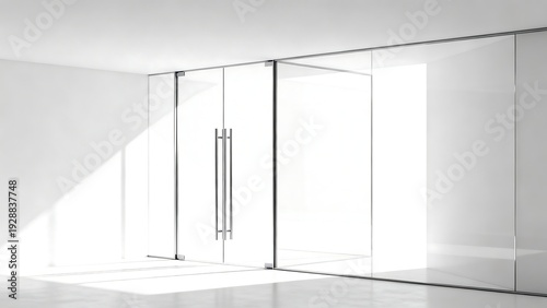 Modern glass doors in minimalist room
