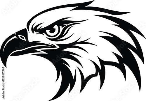 Vector illustration of stylized eagle head silhouette symbolizing strength, freedom, culture, tradition, education, and artistic values