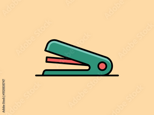 Vibrant green stapler with red staple