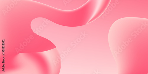 Pink Fluid Gradient Abstract Background with 3D Geometric Shapes for Cosmetic Business Design