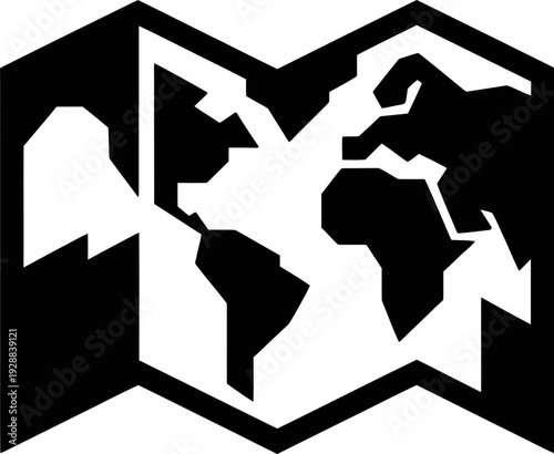 Modern map illustration of the world in black and white