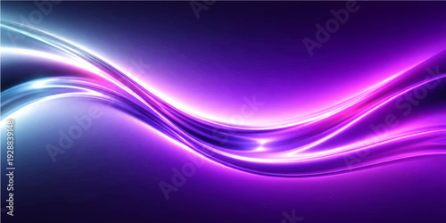 A smooth and flowing abstract design features glowing purple and blue waves with violet light lines, creating a vibrant motion pattern for an artistic background wallpaper and textured backdrop