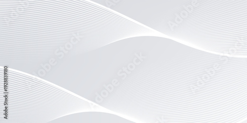 White and Grey Abstract 3D Geometric Background with Futuristic Light Waves