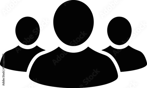 Three people icon for teamwork and collaboration