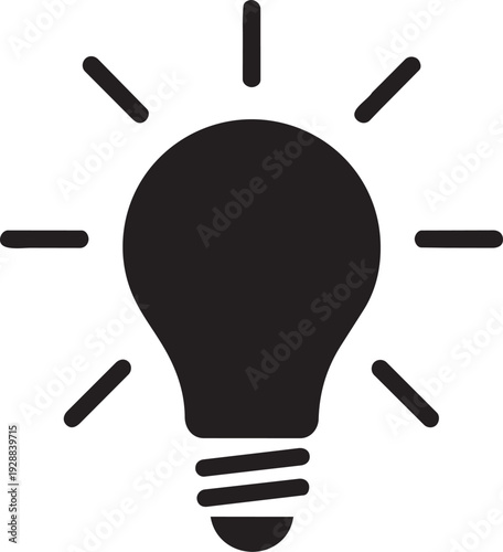 Light Bulb Icon - Symbolizing Ideas and Innovation, Black Silhouette