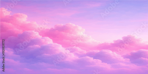 A beautiful summer cloudscape features dramatic white clouds drifting across a bright blue sky as natural light illuminates the vast heaven during a clear day