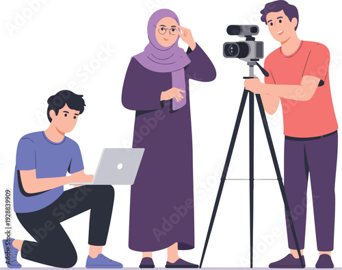 Filmmaking Workflow Line Art Pack Creative Team, Camera, Editing, and Media Production Icons