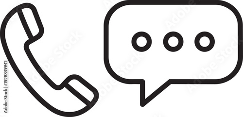 Call and Message Bubble Icon for Communication and Customer Support