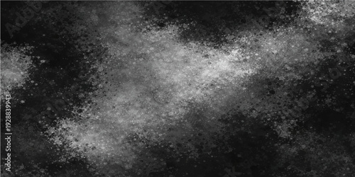 Vintage aged black and white grunge abstract background featuring a dark rough wall texture with smoke and fog patterns on an old paper surface design
