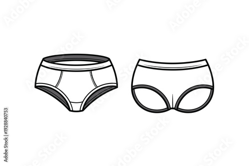 Underwear vector illustration of two pairs of women's briefs
