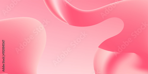 Pink Fluid Gradient Abstract Background with 3D Geometric Shapes for Cosmetic Business Design