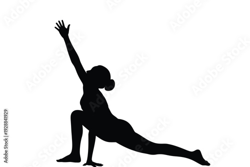 A yoga woman in a black silhouette against a light background