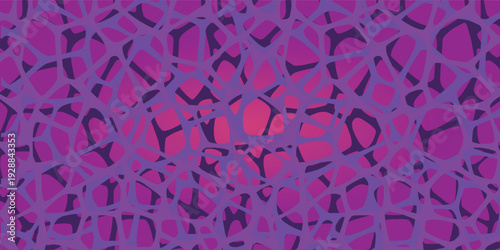 Abstract purple and pink cellular pattern with a glowing red center.