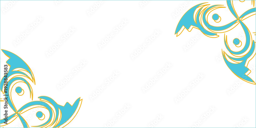 Obraz premium Abstract Swirls and Curves in Teal and Gold.