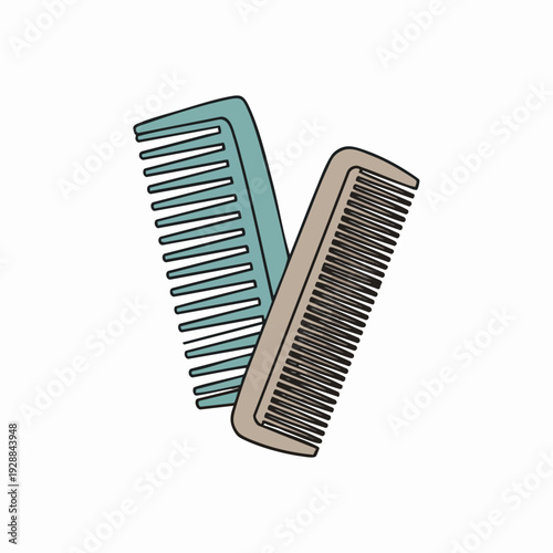 Two Hair Combs On White Background.
