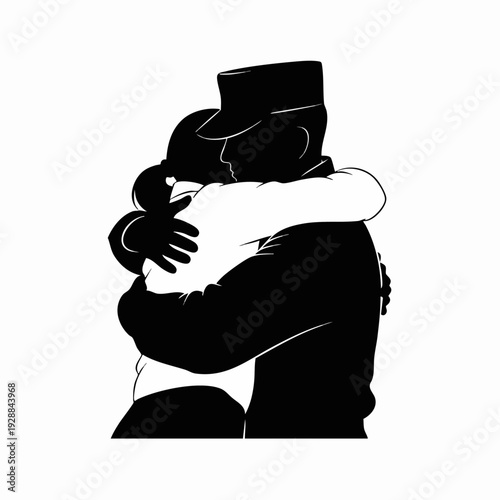 Two People Hugging Embrace Silhouette 1.