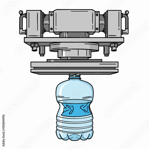 Water bottle beneath camera rig gimbal assembly.