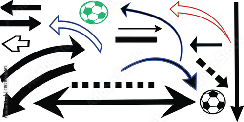 Arrows and sports icons diagram