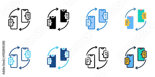 Communicator Device icons set multiple style collection. Editable stroke 
