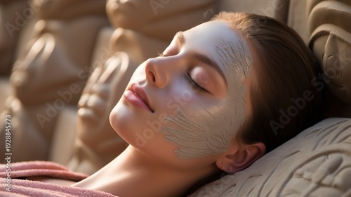 Wallpaper Mural Relaxed Woman Receiving Facial Treatment in Spa Torontodigital.ca
