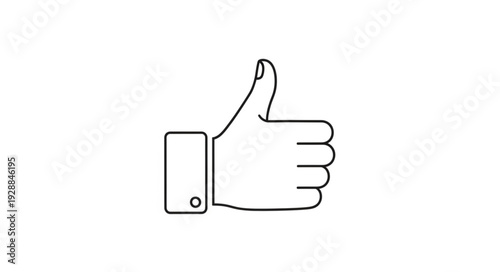 Hand giving a thumbs up gesture in a simple line drawing style.