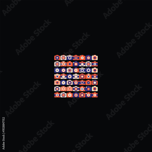 Pattern of colorful retro camera.