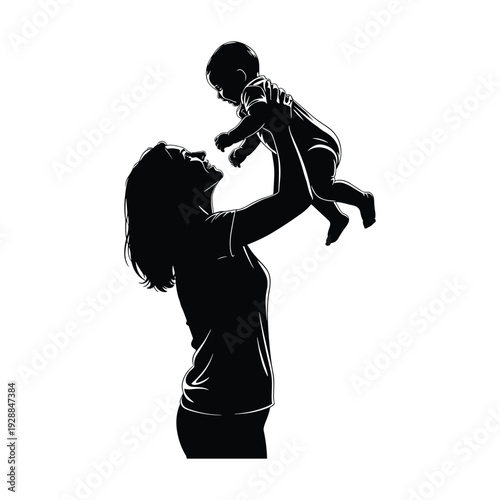 Mother playing with baby in joyful moment together