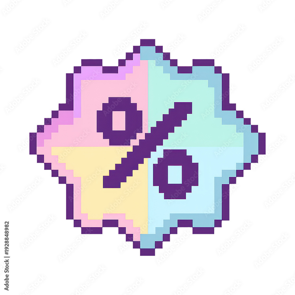 Fototapeta premium PNG Pixel art colorful percentage symbol