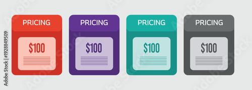 Modern subscription pricing plan cards interface with clean layout and colorful package options isolated on background.