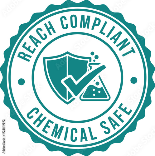 REACH Compliant Chemical Safe Badge Icon for Product Certification and Safety Assurance