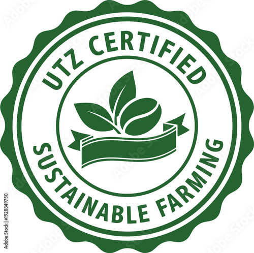UTZ Certified Sustainable Farming Green Badge Logo for Ethical Agriculture and Eco-Friendly Products