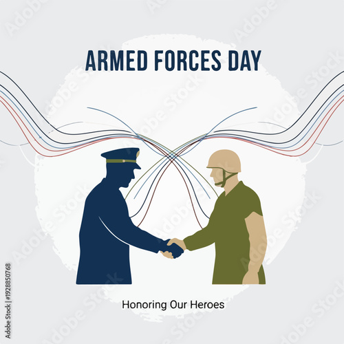 A graphic for Armed Forces Day shows a handshake between two figures