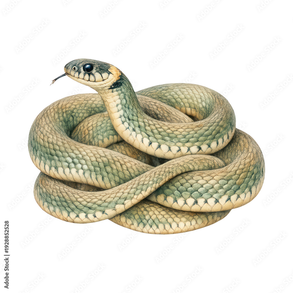 Fototapeta premium PNG Coiled snake illustration art