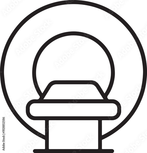 Medical MRI Machine Icon - CT Scan Hospital Equipment and Radiology Diagnostic Imaging Vector Outline