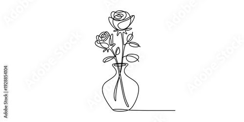 A woman working on a laptop surrounded by financial data charts and graphs in one line art style Vector, illustration