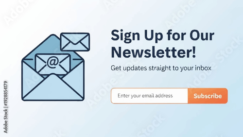Simple Envelope Icon Newsletter Sign Up Form.