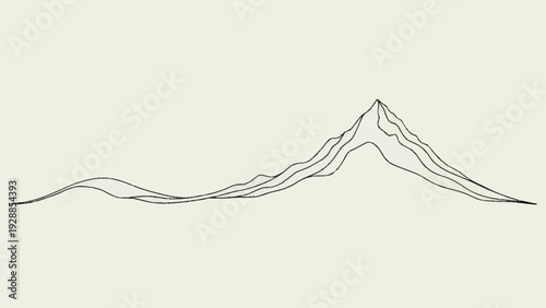 Simple Line Drawing of a Mountain Peak.