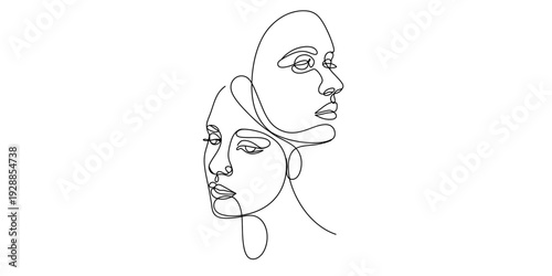 A woman working on a laptop surrounded by financial data charts and graphs in one line art style Vector, illustration