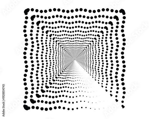 Abstract Halftone Square Spiral Tunnel